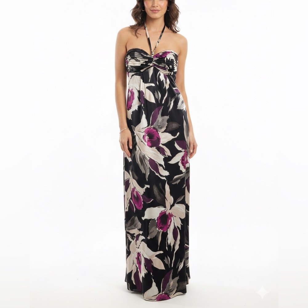 Ted Baker London 100% Silk Shadow Floral Boned Maxi Gown - Size 2 (US 6)